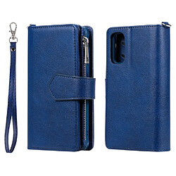 Etui en PU fermeture éclair magnétique détachable 2 en 1 avec support bleu pour votre Samsung Galaxy S20