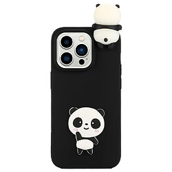 Coque en silicone Motif de dessin animé en 3D, anti-rayures pour votre iPhone 14 Pro - Panda noir