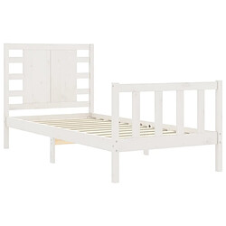 Maison Chic Cadre/structure de lit avec tête de lit pour adulte - Lit Moderne Chambre blanc petit simple bois massif -MN88896 pas cher