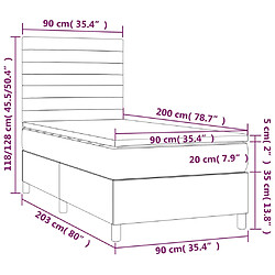 vidaXL Sommier à lattes de lit avec matelas Bleu 90x200 cm Tissu pas cher