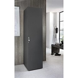 Pegane Armoire cadenassable avec 1 porte en bois mélamine coloris graphite - longueur 45 x hauteur 185 x profondeur 54 cm