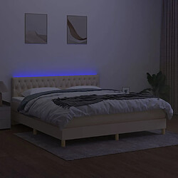 Avis vidaXL Sommier à lattes de lit avec matelas LED Crème 160x200 cm Tissu