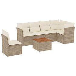 vidaXL Salon de jardin avec coussins 7 pcs beige résine tressée