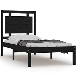 vidaXL Cadre de lit sans matelas noir 75x190 cm bois massif