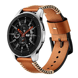 Bracelet en cuir véritable style de côtes de porc marron pour votre Samsung Galaxy Watch 46mm