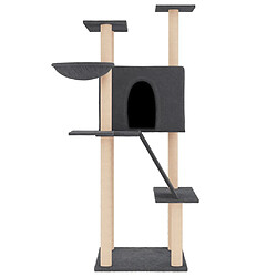 Helloshop26 Arbre à chat meuble tour grimper jouet grattage grattoir escalade plateforme avec griffoirs en sisal foncé 143 cm gris 02_0022662