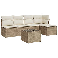 Maison Chic Salon de jardin avec coussins 6 pcs | Ensemble de Table et chaises | Mobilier d'Extérieur beige résine tressée -GKD15857