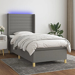 Sommier à lattes et matelas LED,Cadre à lattes de lit pour Adulte Gris foncé 90x200cm Tissu -MN68945