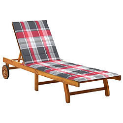 vidaXL Chaise longue de jardin avec coussin Bois d'acacia solide