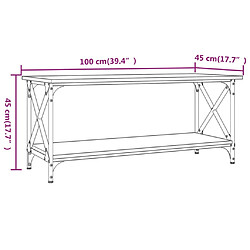 vidaXL Table basse Chêne fumé 100x45x45 cm Bois d'ingénierie et fer pas cher