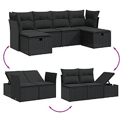 Avis vidaXL Salon de jardin 6 pcs avec coussins noir résine tressée