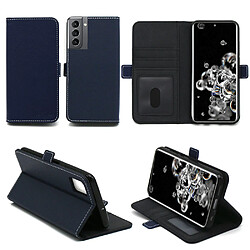 Xeptio Samsung Galaxy S21 5G Etui Protection Portefeuille bleu avec Porte Cartes - Housse Folio bleue navy Coque Antichoc - Accessoires Pochette Case