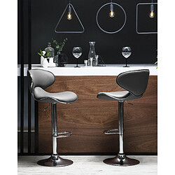 Beliani Tabouret de bar Set de 2 Cuir PU Gris CONWAY