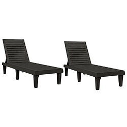 Maison Chic Lot de 2 Chaises longues | Transat Bain de soleil noir 155x58x83 cm polypropylène -GKD53350