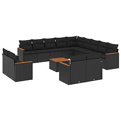 Maison Chic Salon de jardin avec coussins 14 pcs, Ensemble Tables et chaises de jardin, noir résine tressée -GKD709644