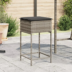 vidaXL Tabourets de bar jardin coussins lot de 2 gris résine tressée