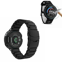 PHONECARE Kit Bracelet Acier Stainless Lux + Outil + Film Protecteur D'Écran en Verre - Garmin Forerunner 230 - Noir