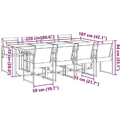 vidaXL Ensemble à manger de jardin 9 pcs noir textilène pas cher