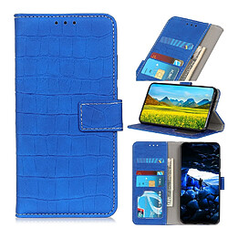 Wewoo Coque Etui à rabat en cuir à texture croco magnétique pour iPhone 11 avec support et logements cartes et porte-monnaie bleu