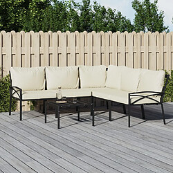 vidaXL Salon de jardin 6 pcs avec coussins sable acier