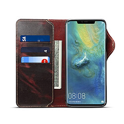 Acheter Wewoo Housse Coque Pour Huawei Mate 20 Pro Denior Oil Wax Cuir de vachette Bouton magnétique Étui à rabat horizontal en avec fentes cartes et portefeuille rouge foncé