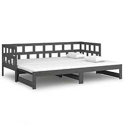 vidaXL Lit coulissant sans matelas gris 2x(90x200) cm