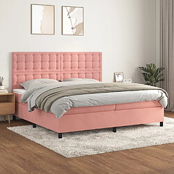 Maison Chic Lit Adulte - Lit simple Lit à sommier tapissier avec matelas moelleux - Meuble de Chambre - Rose 200x200 cm Velours -MN24950