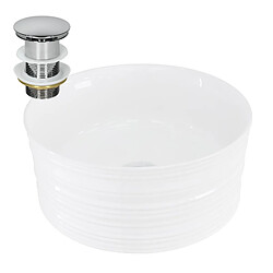 ML-Design Vasque à poser en céramique blanc lavabo avec garniture de vidage Ø410x180 mm