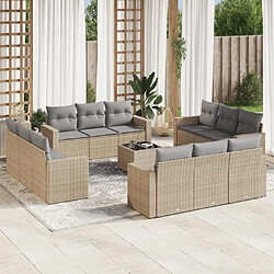 Maison Chic Salon de jardin avec coussins 13 pcs | Ensemble de Table et chaises | Mobilier d'Extérieur beige résine tressée -GKD77105