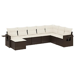 vidaXL Salon de jardin avec coussins 9 pcs marron résine tressée