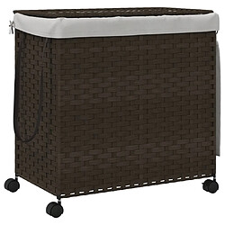 vidaXL Panier à linge avec roulettes marron foncé 60x35x60,5 cm