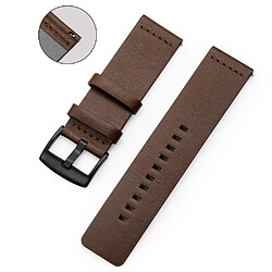 Bracelet en cuir véritable marron foncé pour Sony Smartwatch 2 SW2/Suunto Traverse/Seiko SUN059