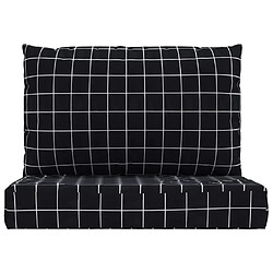 Avis vidaXL Coussins de palette lot de 2 motif à carreaux noir tissu Oxford