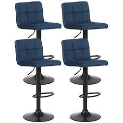 Decoshop26 Lot de 4 tabourets de bar en velours bleu coutures décoratives piètement métal noir 10_0004502