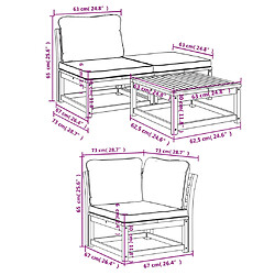 vidaXL Salon de jardin 4 pcs avec coussins Bois d'acacia solide pas cher