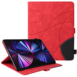 Etui en PU bicolore, fermeture magnétique avec support et porte-cartes rouge pour votre iPad Pro 12.9-pouces (2021)/(2020)/(2018)