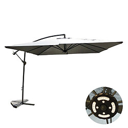 Concept Usine Parasol LED déporté carré 3x3m gris SOLENZARA LED