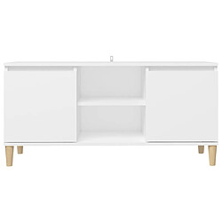 Acheter vidaXL Meuble TV avec pieds en bois massif Blanc 103,5x35x50 cm