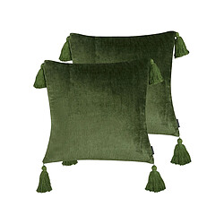 Beliani Lot de 2 coussins HIZZINE Velours 45 x 45 cm Unicolore Vert