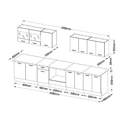 Cstore ULTRA Cuisine complete avec meuble four et plan de travail inclus L 300 cm - Rouge mat pas cher