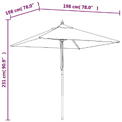 vidaXL Parasol de jardin avec mât en bois noir 198x198x231 cm pas cher