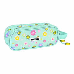 Trousse Fourre-Tout Double Smiley Summer fun Turquoise (21 x 8 x 6 cm)