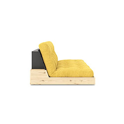 Inside 75 Canapé lit futon BASE jaunes couchage 130cm dossiers noirs coffres