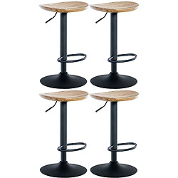 Decoshop26 Lot de 4 tabourets de bar pivotant avec repose-pieds assise en bois pieds en métal noir 10_0004518