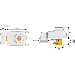 ABUS 532979 7025 W Verrou supplémentaire de porte avec cylindres externe et interne Blanc