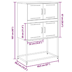 vidaXL Buffet rose 68,5x38,5x107 cm acier pas cher