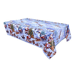 Cpm Nappe en toile cirée rectangulaire NEIGE - 140 x 250 cm - Bleu