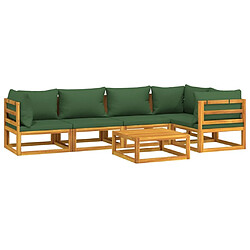 Avis Maison Chic Salon de jardin 6 pcs + coussins - Mobilier/Meubles de jardin - Table et chaises d'extérieur vert bois massif -MN58685