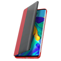 Avizar Housse Huawei P30 Pro Étui Grande Fenêtre Translucide Coque Rigide rouge