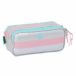 Acheter Trousse Fourre-Tout Triple Benetton Silver Argenté 21,5 x 10 x 8 cm